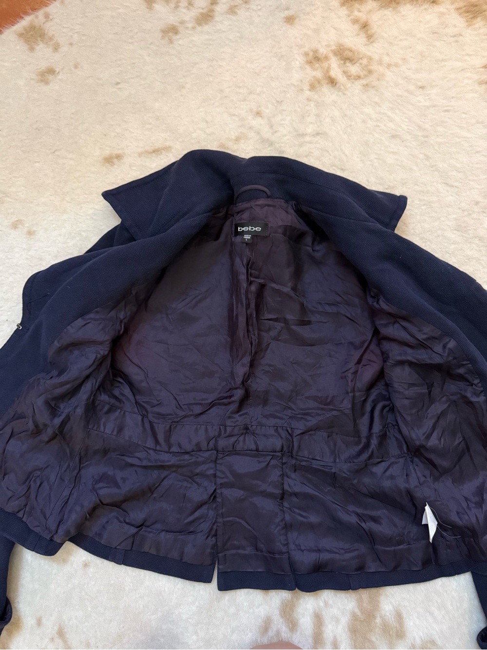 2000’s bebe Navy Double-Breasted Military-Style Blazer - Picture 5 of 7